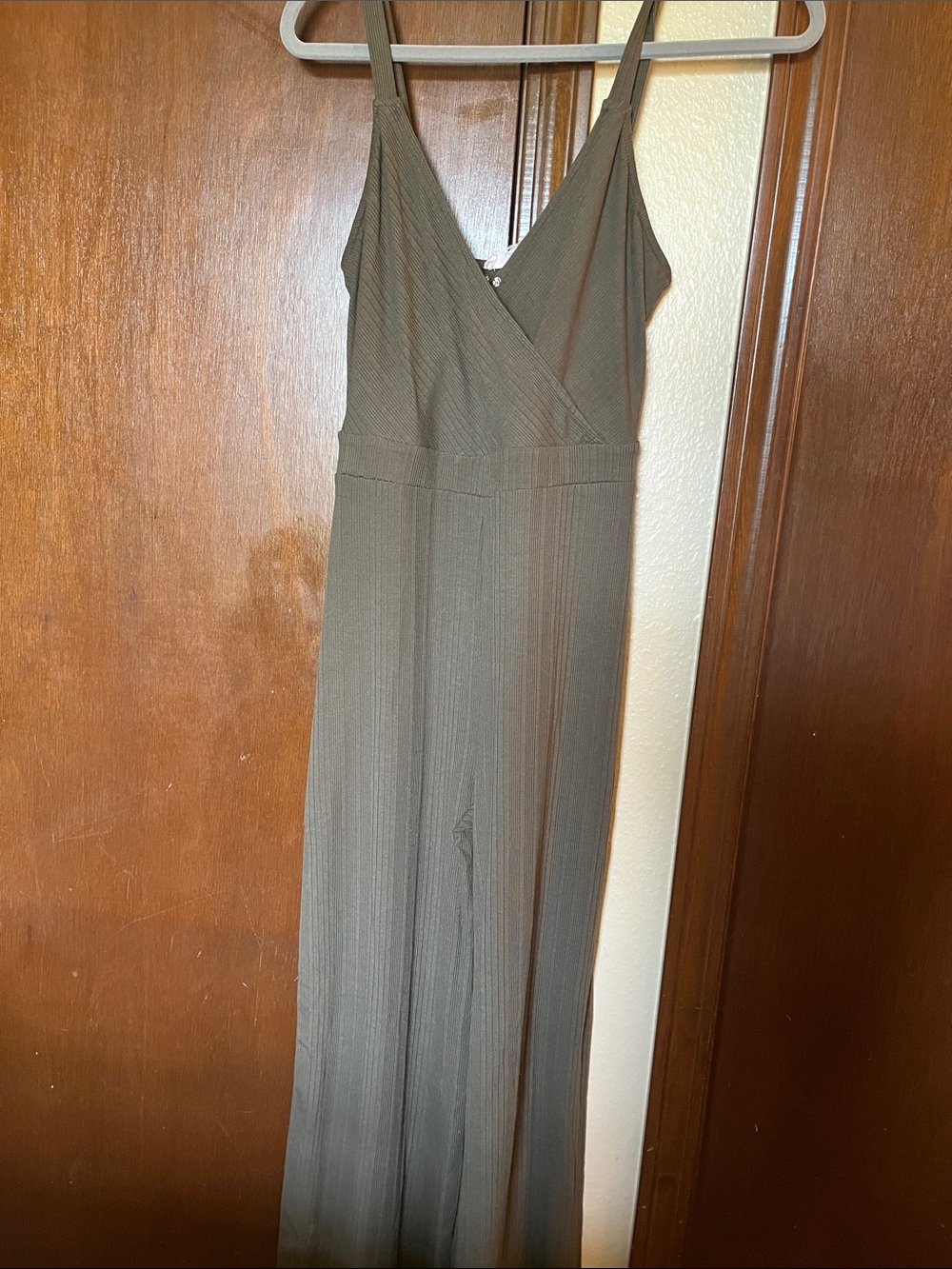 Pink Rose Olive Ribbed Wrap Top